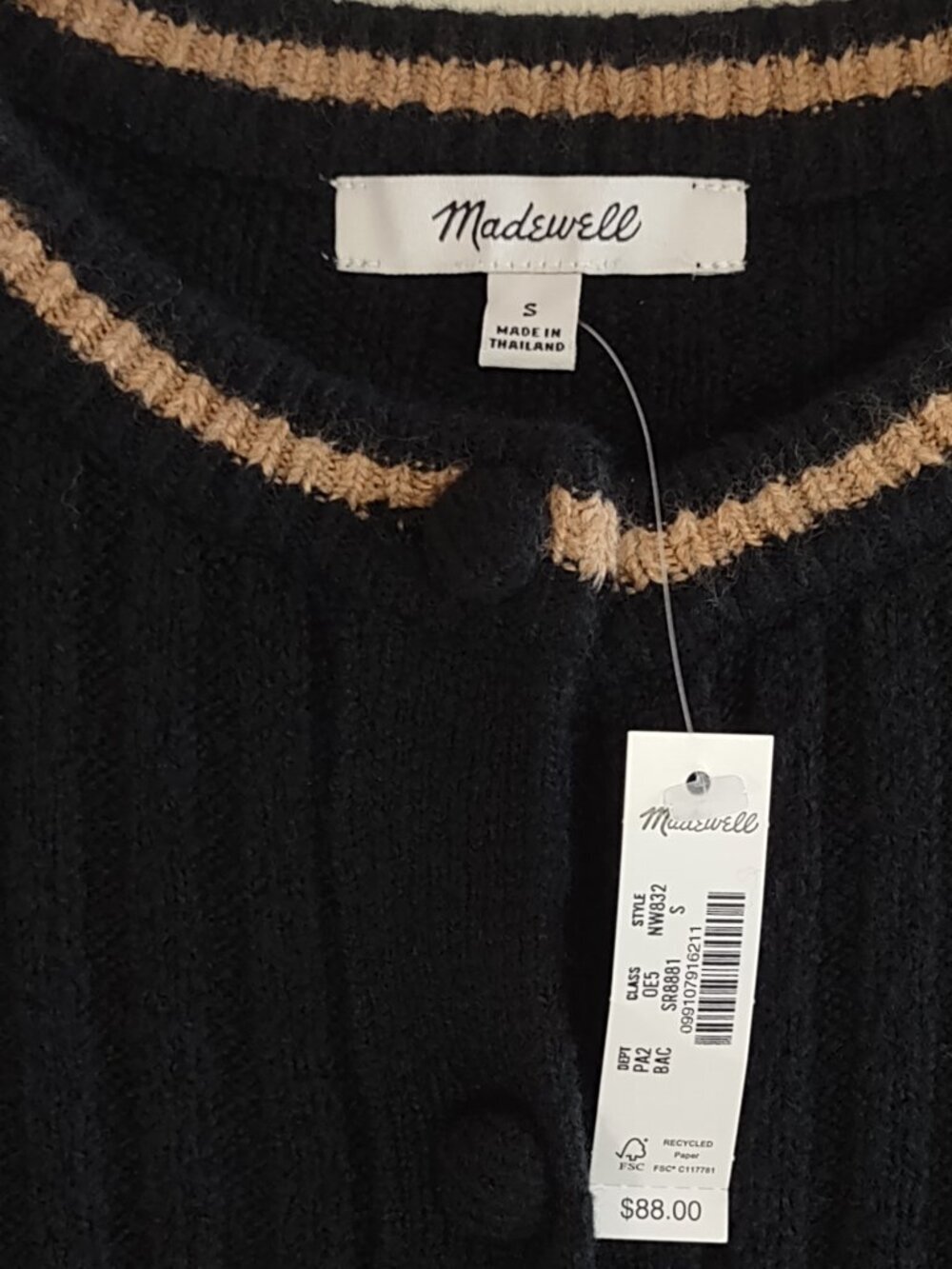 Madewell Puff Sleeve Cardigan Size Small Merino Blend Soft Knit Preppy Capsule - Picture 4 of 7